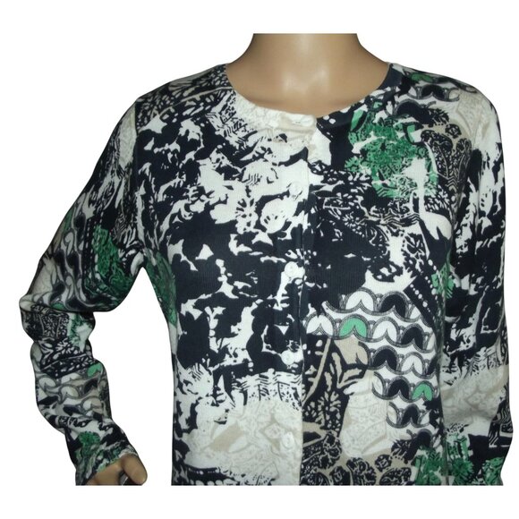 Christopher & Banks Cardigan Sweater Womens Small Button blue green white beige - Picture 4 of 13